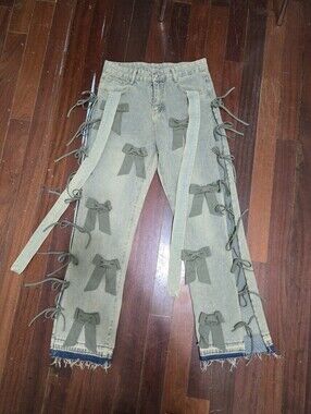Heritage Olive Green Cargo Pants with Bow Accents